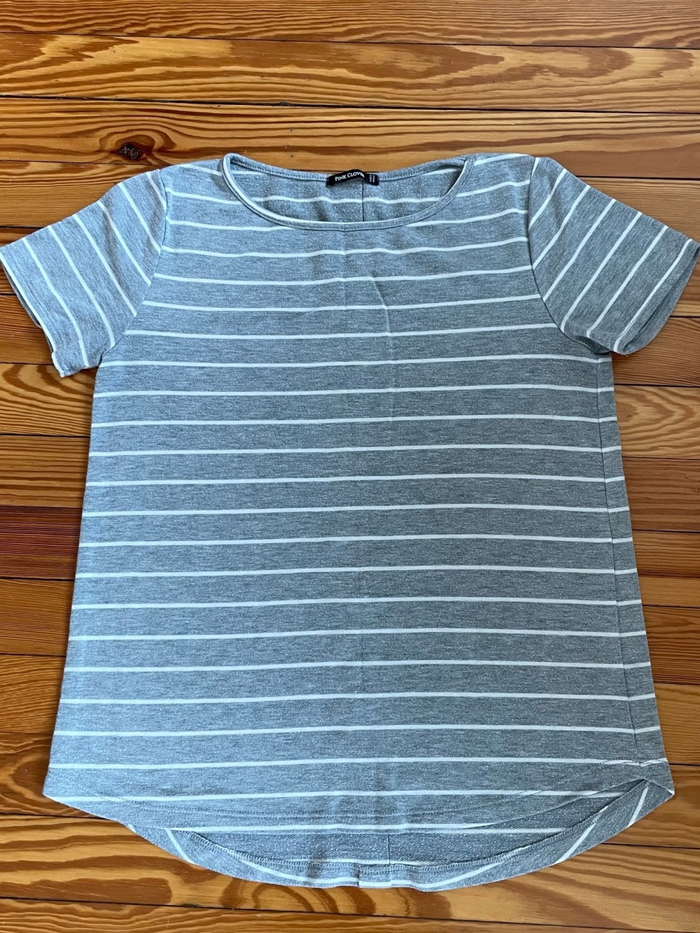 Pink Clover Striped Gray Top